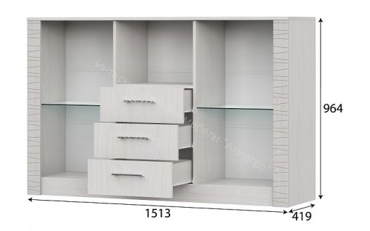 Комод витрина Гамма 20 Серия 4 Серия №4 Гамма 20 Ясень анкор светлый/Сандал светлый