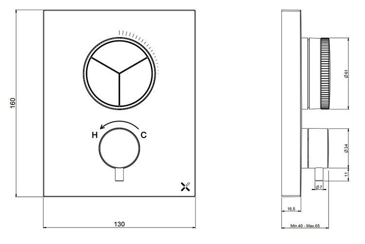 Смеситель ALMAR Core Push Square E176683 схема 2