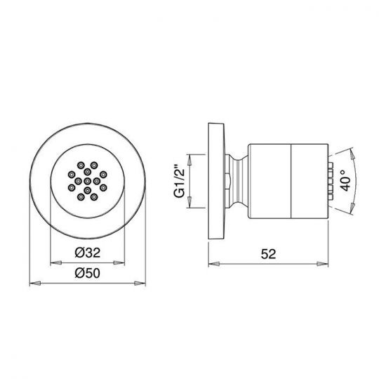 Форсунка ALMAR ROUND E044030.CR схема 2