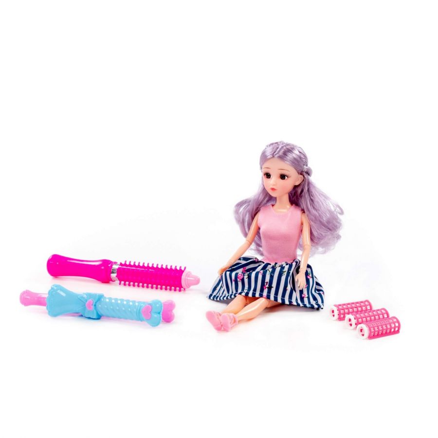 Кукла "Ксюша" (30 см) у парикмахера + аксессуары (5 элементов) (в коробке №3)