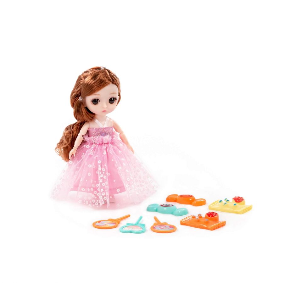 Кукла "Маша" (16 см) в пышном платье + аксессуары (7 элементов) (в коробке №2)