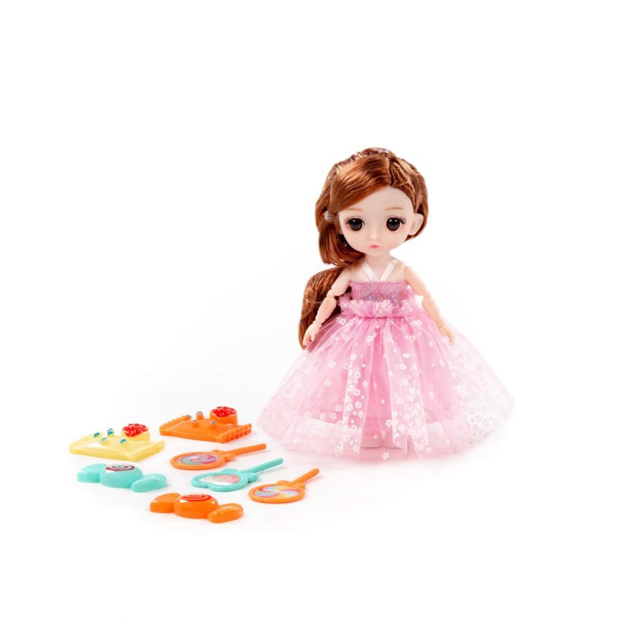 Кукла "Маша" (16 см) в пышном платье + аксессуары (7 элементов) (в коробке №2)