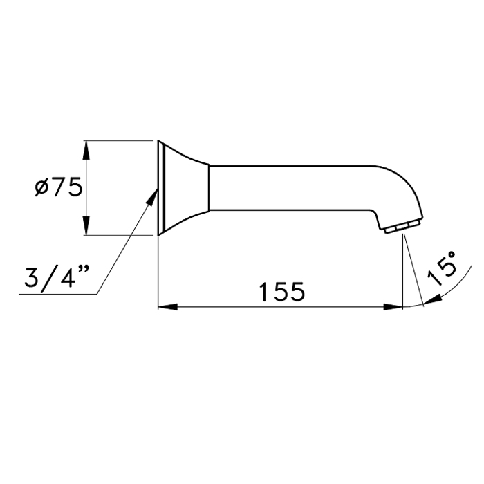 Излив для наполнения ванны Stella 130 CT 09000 CR00 схема 3