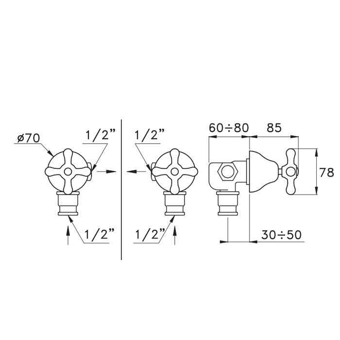 Запорный вентиль 0/156 1/2” Stella Roma схема 2