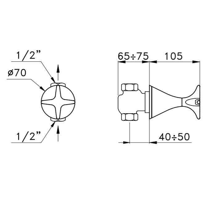 Запорный вентиль Stella 130 CT 01100 CR00 схема 2