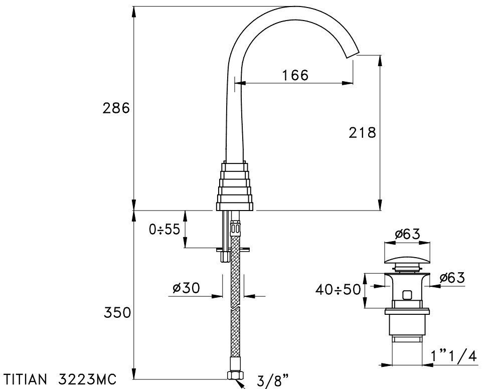 Смеситель для ванны Stella Titian TT 02304 схема 2