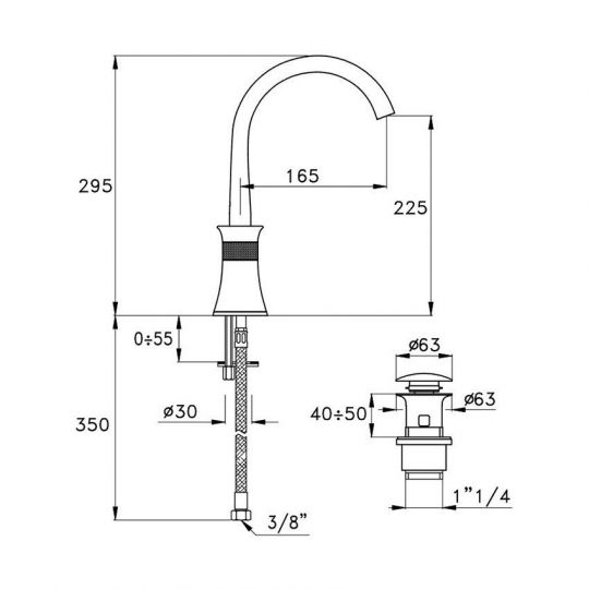 Смеситель для раковины Stella 130 CT 00118 CR00 схема 3