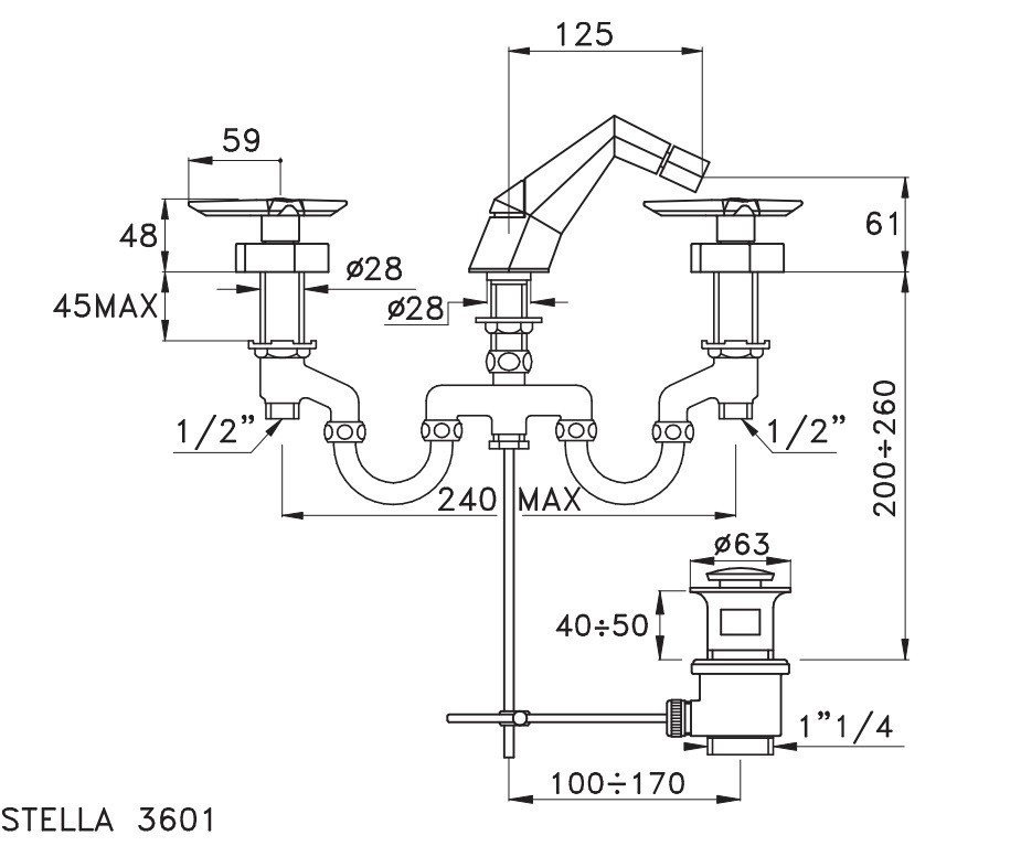 Смеситель для раковины Stella Titian TT 00025 схема 2