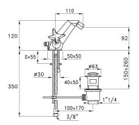 Смеситель для раковины (хром) Stella Titian TT 00100 схема 2