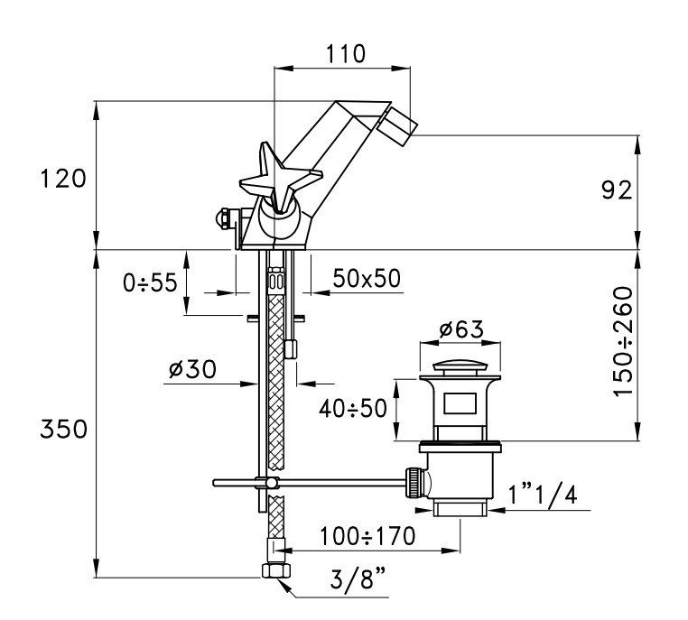 Смеситель для раковины (хром) Stella Titian TT 00100 схема 2