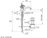 Смеситель Stella Eccelsa для раковины на 1 отверстие 3219 с донным клапаном схема 4