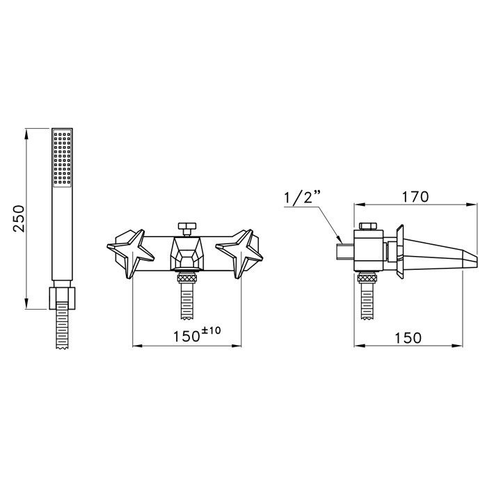 Смеситель для душа Stella Titian TT 01300 схема 2