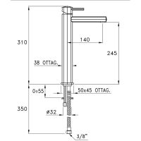 Смеситель Stella Firenze для накладной раковины на 1 отверстие 3222MCHP схема 2