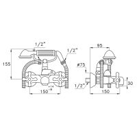 Смеситель Stella Roma для ванны 3267/306 с ручным душем схема 4