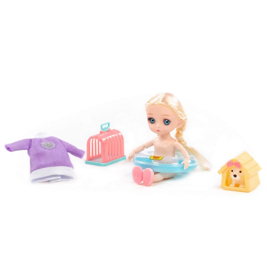 Кукла "Маша" (16 см) на море + аксессуары (4 элемента) (в коробке №2)