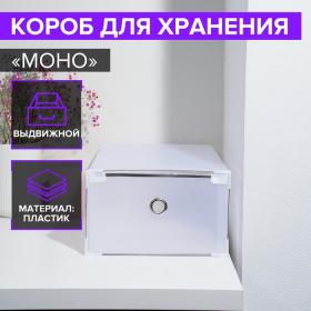 Коробка для хранения обуви выдвижная Доляна Large size, 22?34?13 см, цвет белый