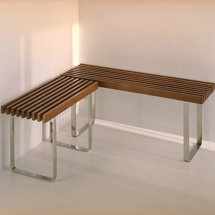 Изображение Скамейка Effe Topkapi  115x35x44см, цвет:нержавеющая сталь/бирманский тик