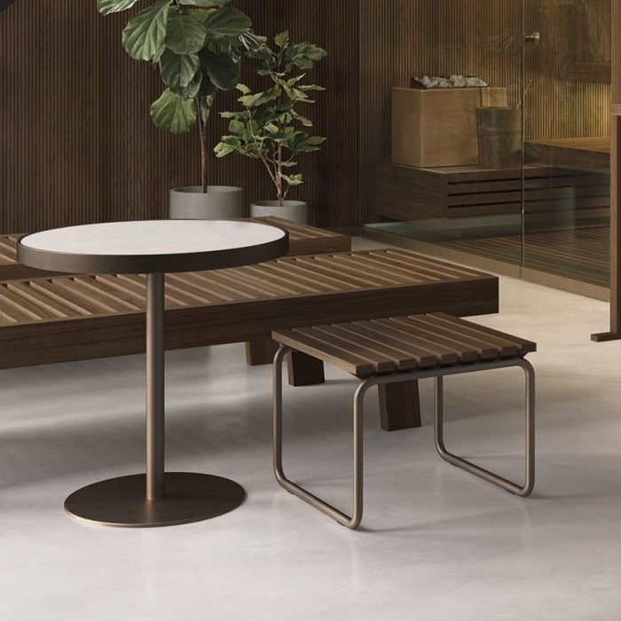 Изображение Столик Effegibi  60?x60 см, каркас из окрашенного алюминия, столешница из фарфорового керамогранита, цвет: белый