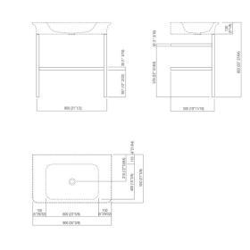 Раковина Agape Novecento XL на стальной базе 90x55x13 см напольная ФОТО