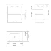 Раковина Agape Novecento XL на стальной базе 90x55x13 см напольная схема 2