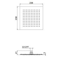 Верхний душ 240х240 мм  Carimali MySlim SLM0005CRX схема 2