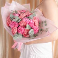 Букет из гвоздики розовой (от 15 шт)