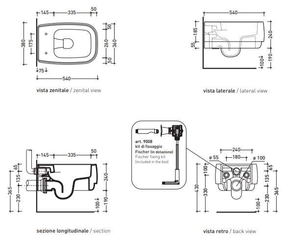 Унитаз Flaminia Flag Wall Hung WC схема 9