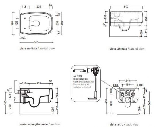 Подвесной унитаз Flaminia Flag Wall Hung WC схема 9