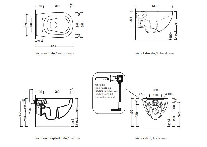 Унитаз Flaminia Io 2.0 Wall Hung WC схема 3