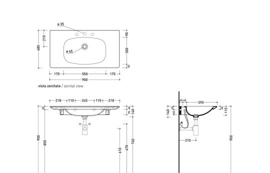 Раковина Flaminia NudaFlat 90 Wall Hung Console 90х48,5 ФОТО