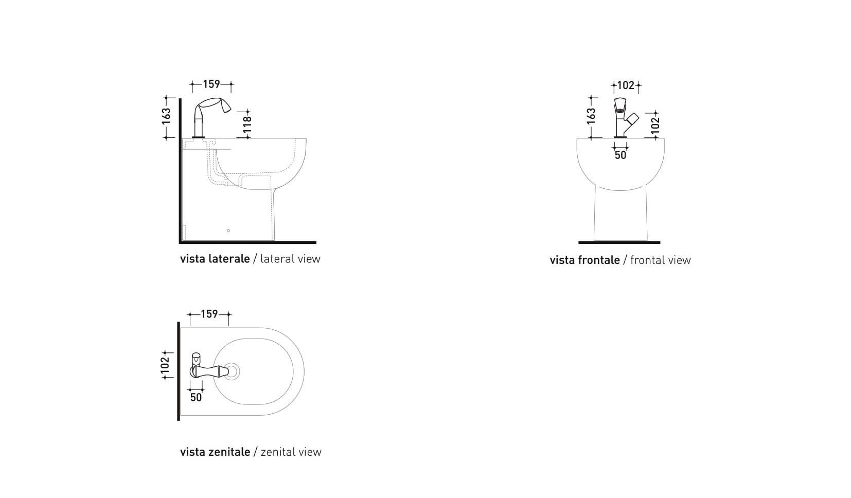 Смеситель Flaminia Fold Single Lever Bidet Mixer схема 3