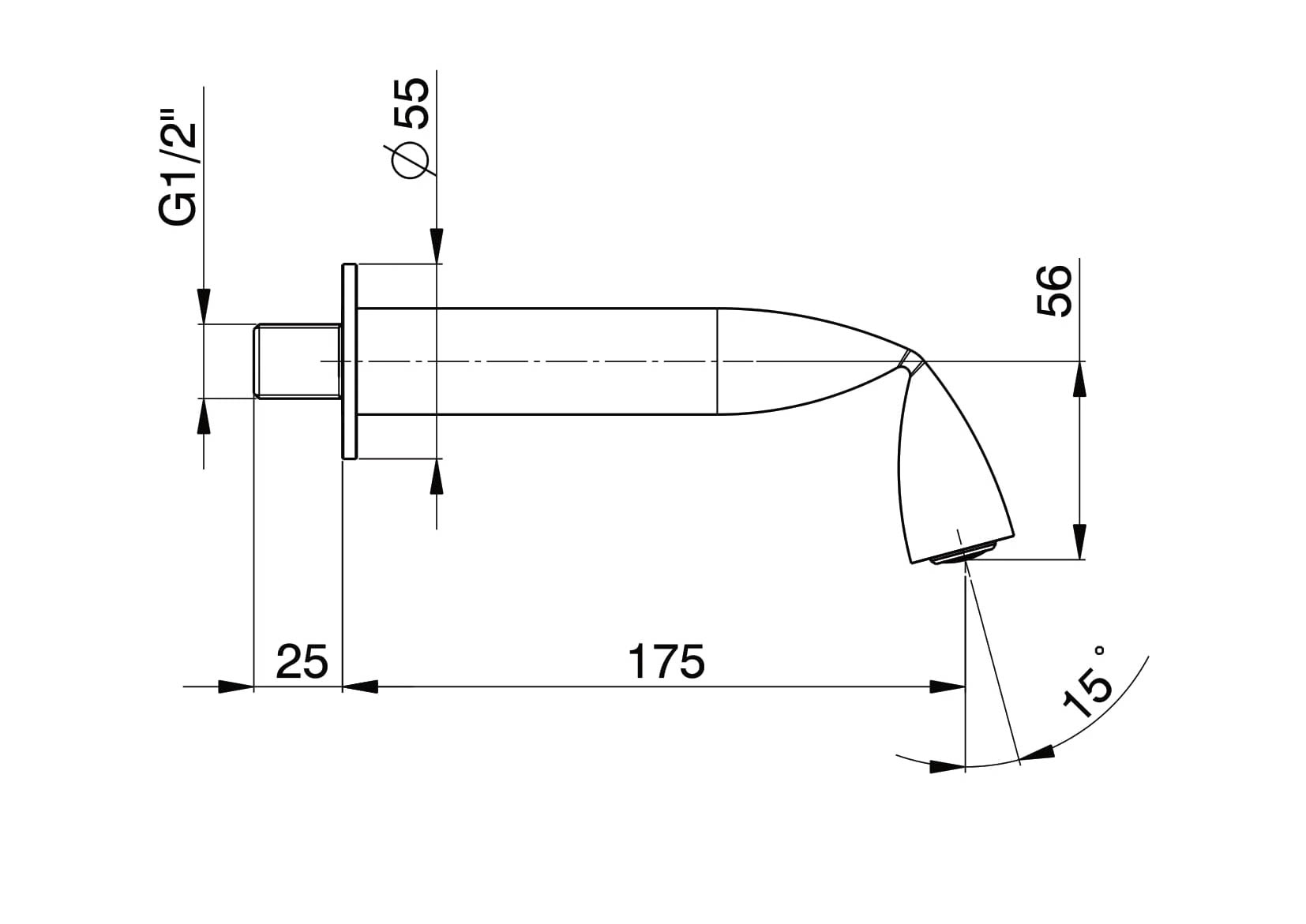 Смеситель Flaminia Fold Wall Spout схема 2