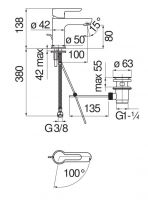 Смеситель для раковины Nobili ABC ABH87118 схема 2