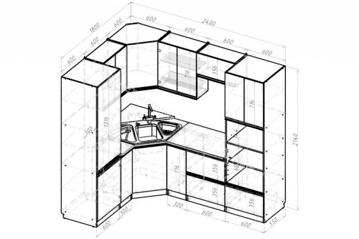 Кухонный гарнитур Симфония оптима 1800х2400 мм