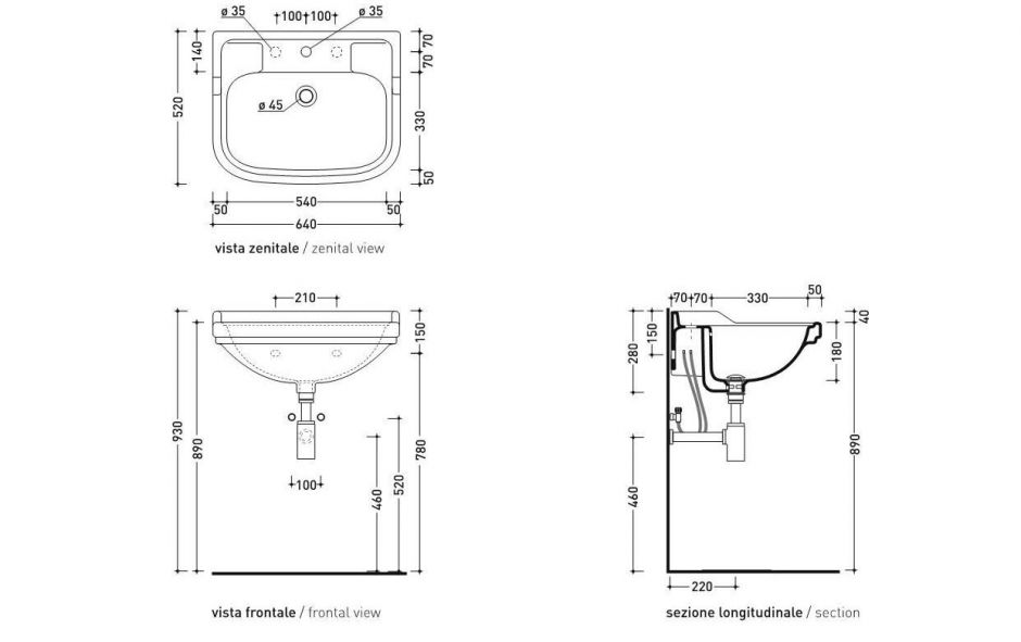 Подвесная раковина Flaminia Efi 64 Wall Hung Or Suitable For Pedestal 64х52 ФОТО