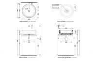 Раковина Flaminia Bonola 50 Countertop Or Suitable For Pedestal Basin 50х50 схема 11