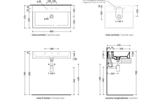 Раковина Flaminia AppLight 80 глянцевая, white 80х47 ФОТО