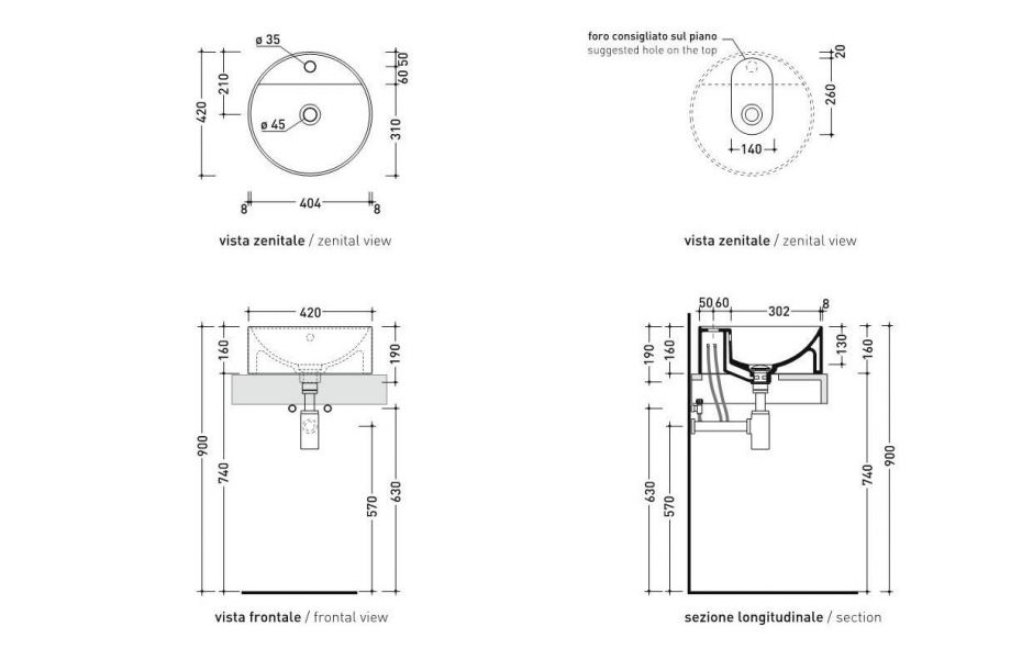 Накладная раковина Flaminia Twin Set Slim Countertop Basin TW42A 42х42 ФОТО