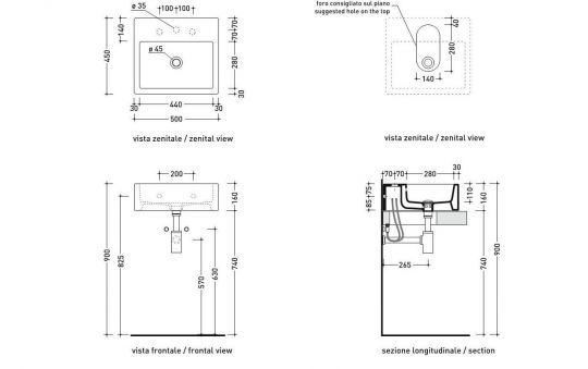 Раковина Flaminia Acqualight Countertop - Wall Hung Basin 50х45 ФОТО