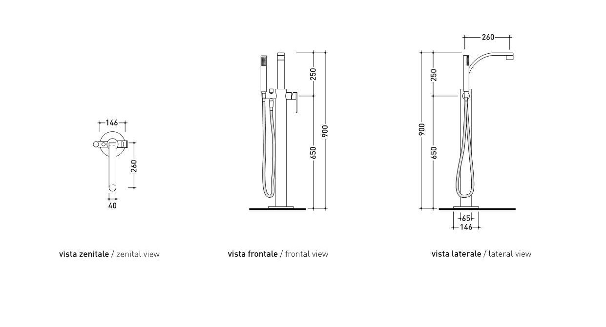 Смеситель Flaminia Free-Standing Bath Mixer схема 2