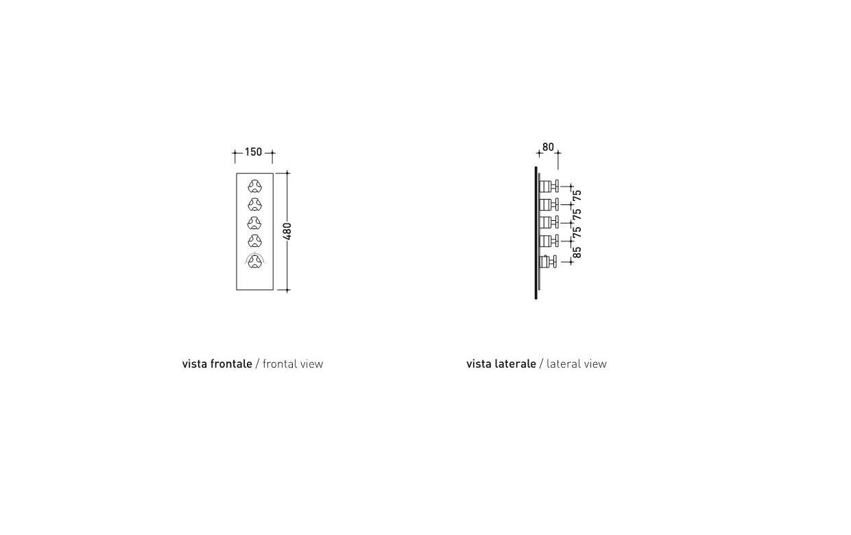 Смеситель Flaminia Evergreen Concealed Thermostatic Shower Mixer 4-Outlets схема 2