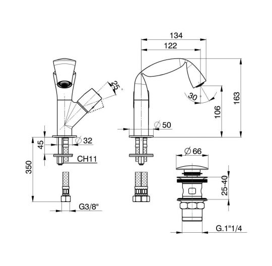 Смеситель Flaminia Fold Single Lever Basin Mixer ФОТО