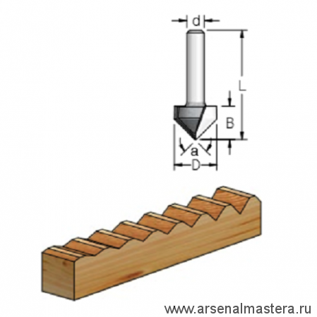 Фреза канавочная V-образная 19 x 16 x 54 x 12 Угол 90гр WPW V901902