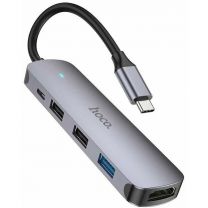 Концентратор USB (3*USB, PD60W, HDMI) хаб, переходник HOCO HB27