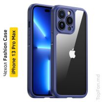 Чехол прозрачный синий для iPhone 13 Pro Max