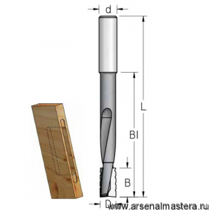 Фреза для выборки глубоких пазов под замки 14 x 25 x 110 x 160 x 16 WPW DT14001