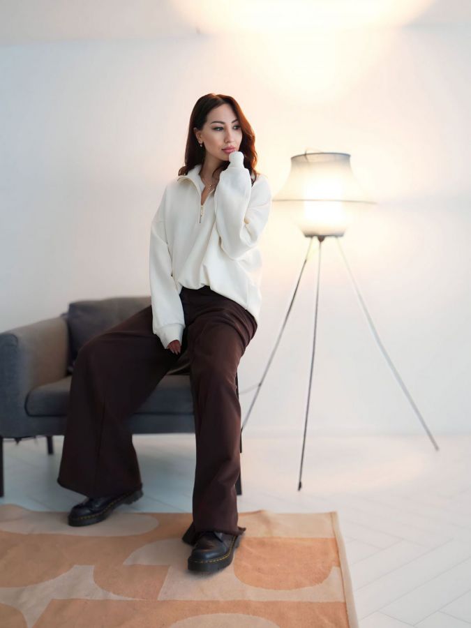 Брюки оверсайз шоколад из 3х нитки