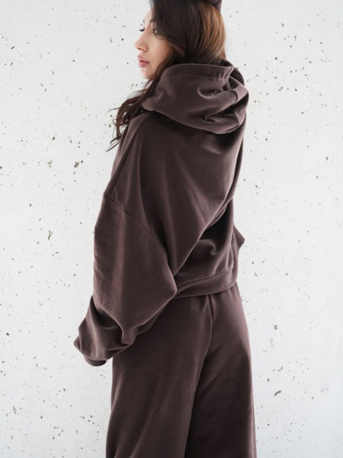 Брюки оверсайз шоколад из 3х нитки