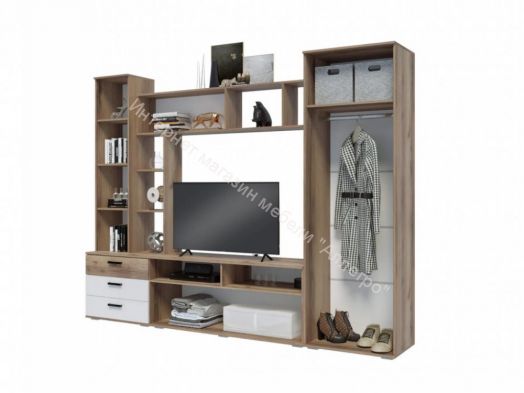 Гостиная "Крокус" Дуб делано/Белый глянец