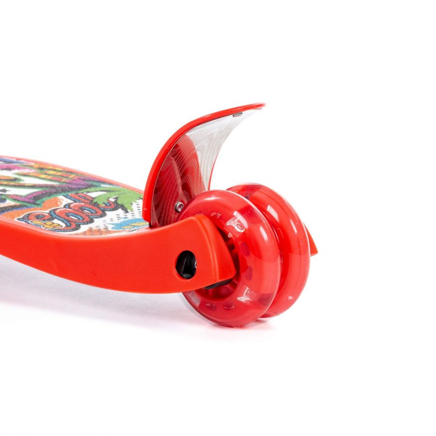 # 0072C Детский самокат (со складной ручкой) (с наклейкой V2) (красно-чёрный) (в коробке)